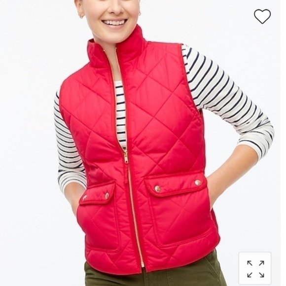 𝅺J. Crew Women's Red Quilted Mercantile Puffer Vest - Size (S) - NEW WITH TAGS - Picture 4 of 13